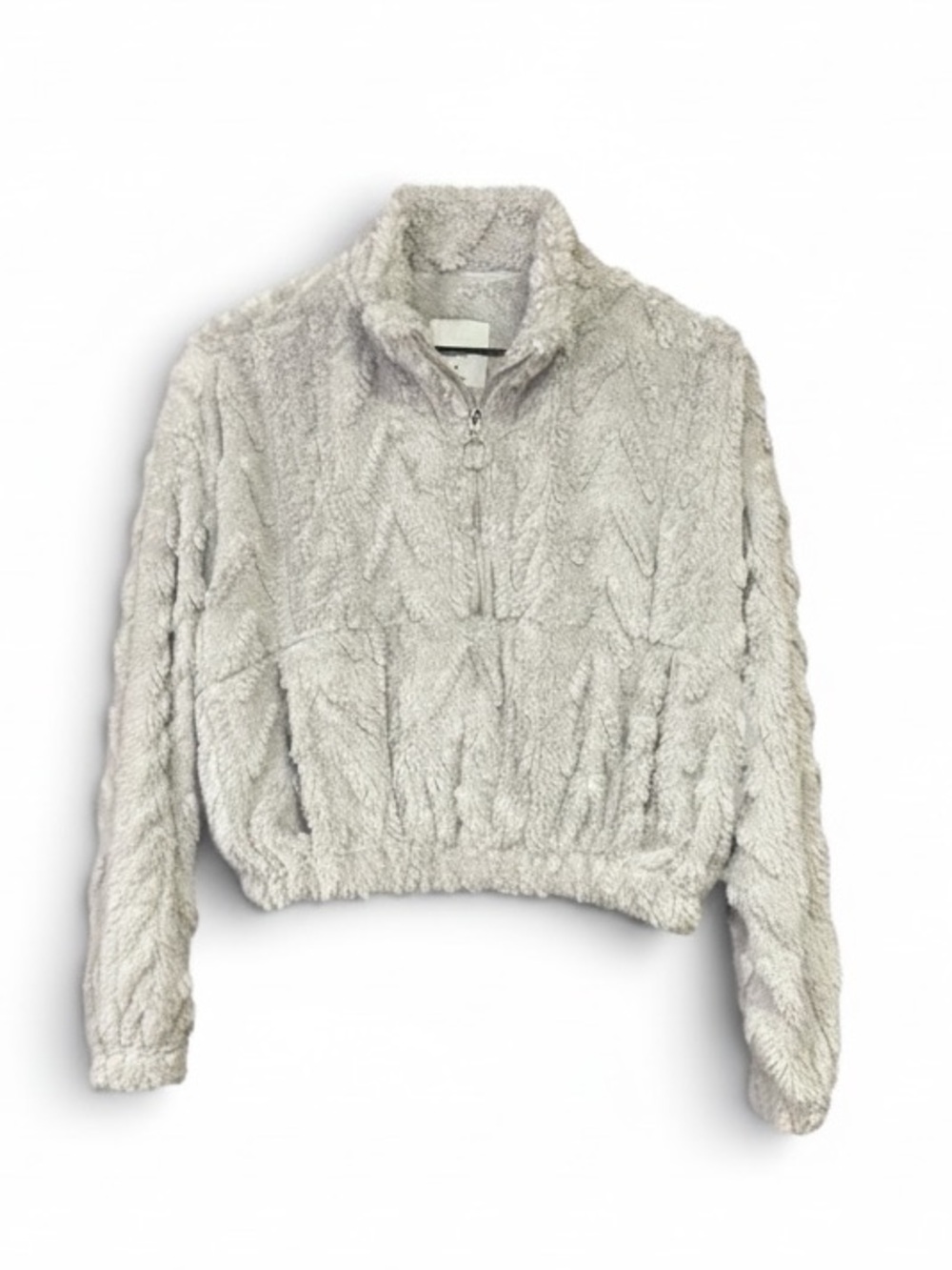 Angel Kiss Cropped Quarter Zip Teddy Fleece Pullover Gray Women’s Size Medium